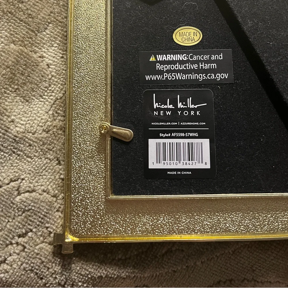 Nicole Miller New York Goldtone Bamboo & White Picture Frame Fits 5